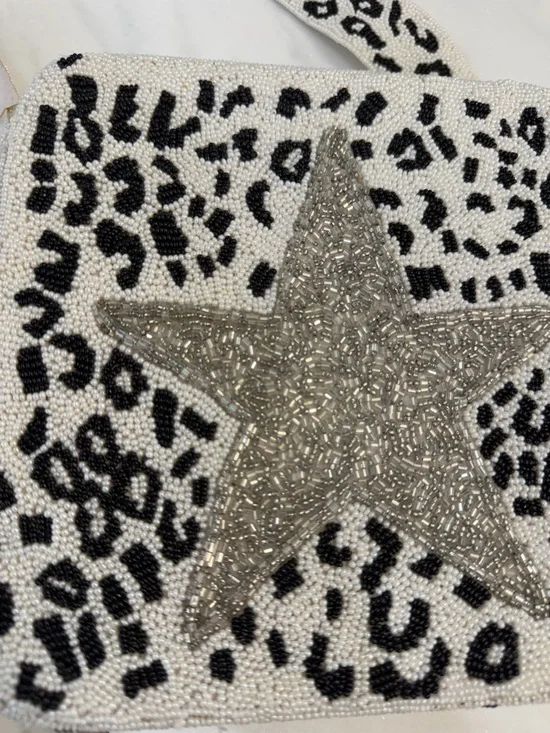 Hand Beaded Leopard Print Crossbody Bag - Picture 2 of 6